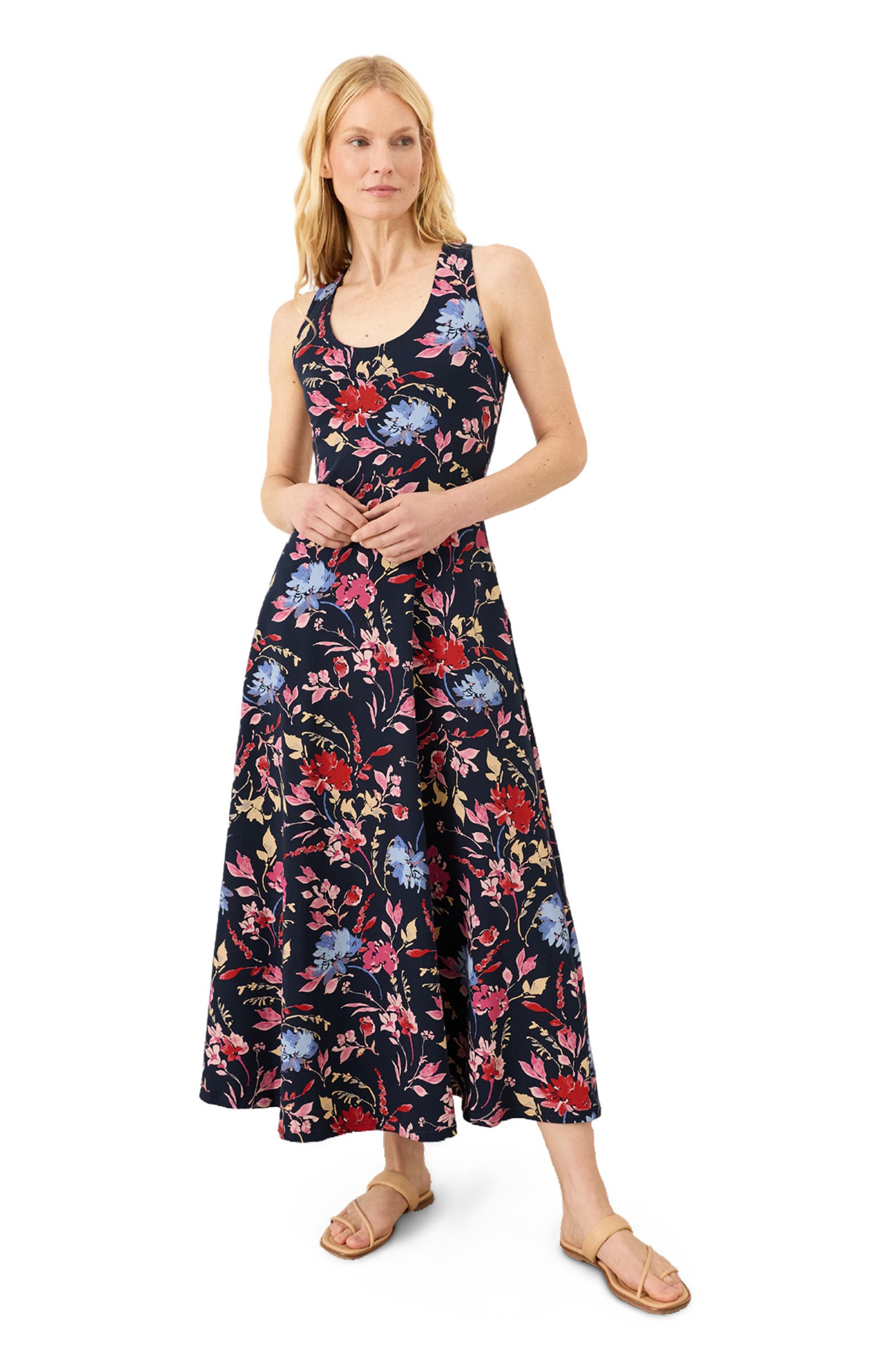 pact fit & flare open back maxi dress Pact Fit & Flare Open Back Maxi Dress Made With Organic Cotton in Deep Aqua at Nordstrom, Size X-Large