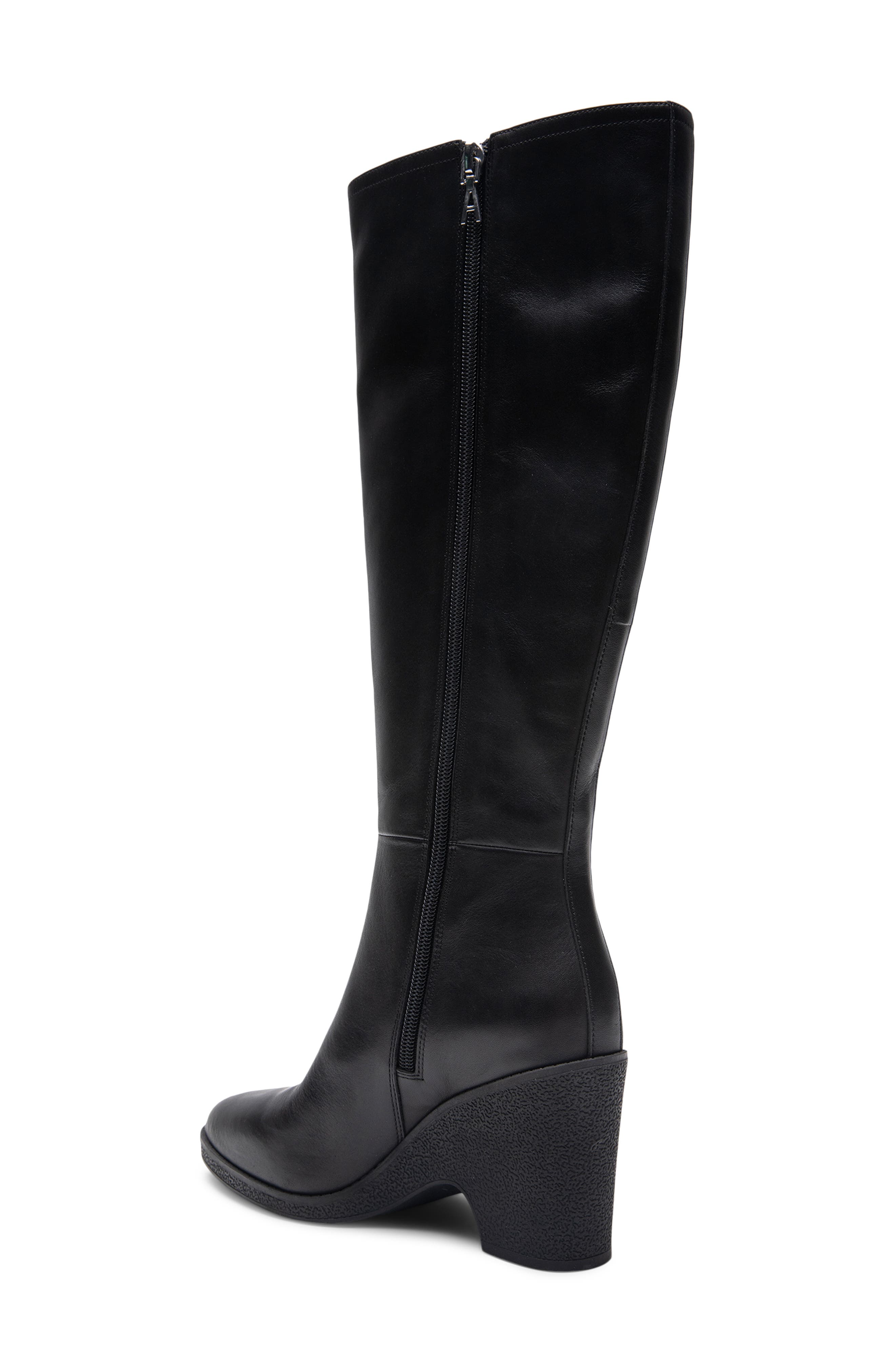 Aerosoles Memphis Wedge Knee High Boot, Alternate, color, Black Leather/ Crepe Wedge