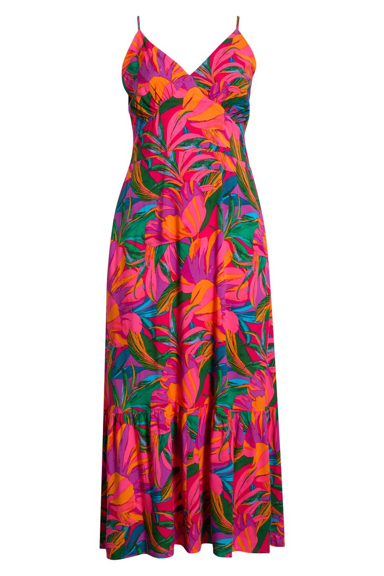 Beal Tropical Smocked Maxi Dress, Alternate, color, GREEN-ORANGE-MULTI
