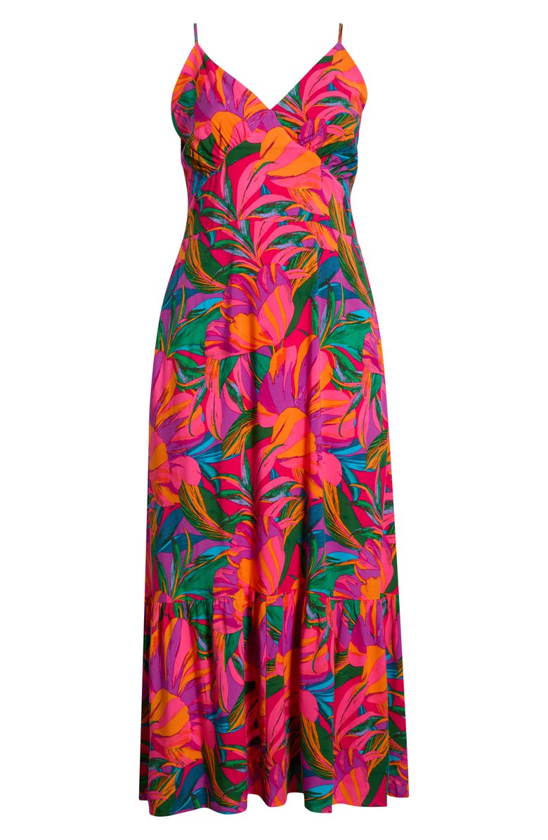 SUGARLIPS Beal Tropical Smocked Maxi Dress, Alternate, color, Green-Orange-Multi