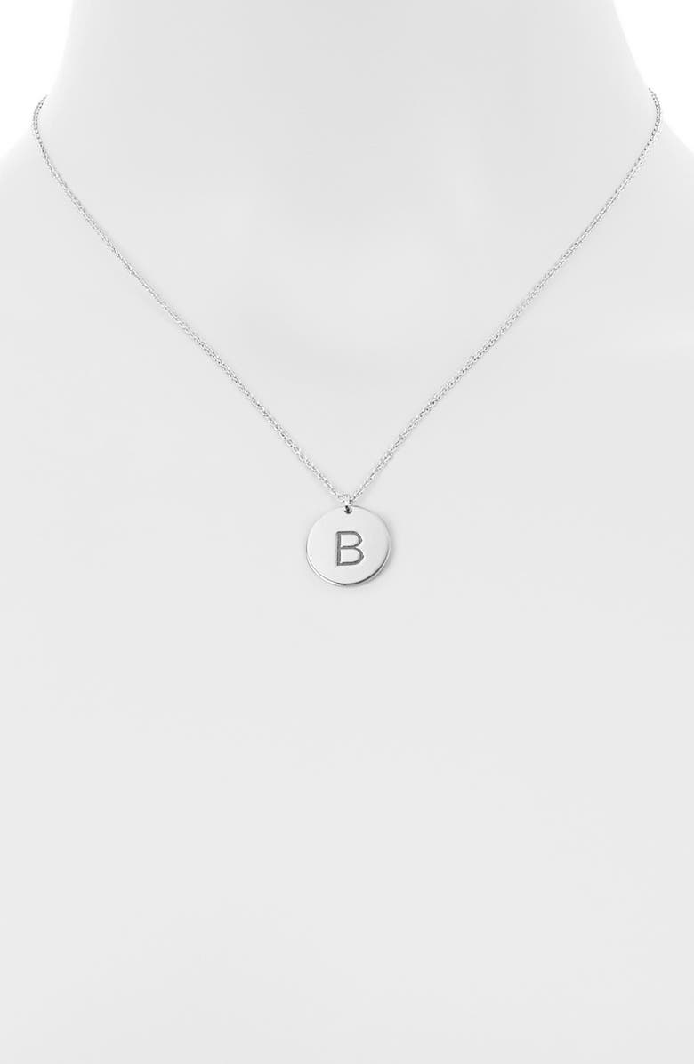 MESHMERISE Initial Disc Pendant Necklace, Alternate, color, White-B