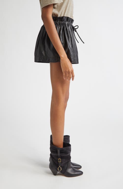 Isabel Marant Étoile Naline Paperbag Waist Faux Leather Shorts In Animal Print