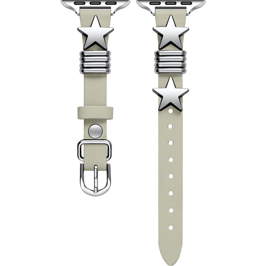 The Posh Tech Austin Star Leather Apple Watch® Watchband In Chalk