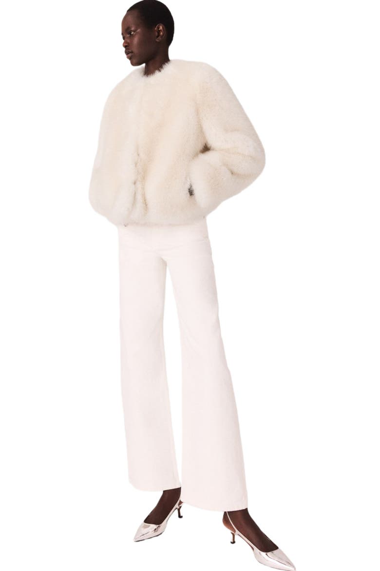 Short faux fur jacket, Alternate, color, Ivory