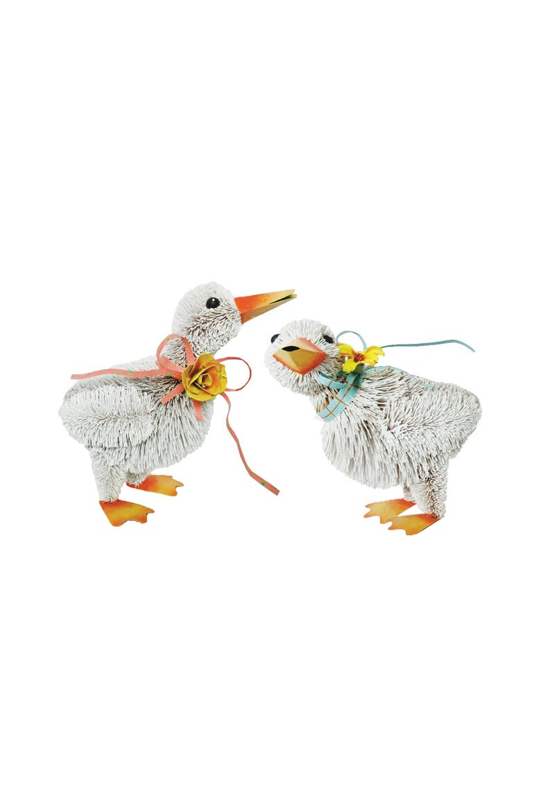 Duck Bottlebrush Figurine Set of 2, Main, color, White