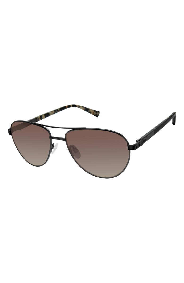 Ted Baker 59mm Polarized Aviator Sunglasses, Alternate, color, Gunmetal