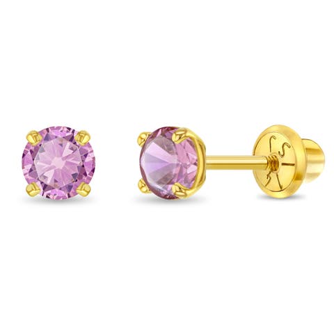 14k Pronged Simulated Birthstone Earrings