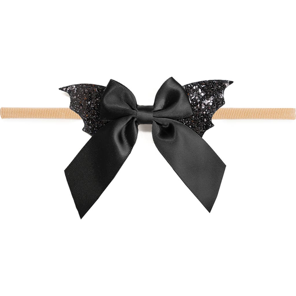 Sweet Wink Glitter Bat Halloween Bow Baby Headband In Black