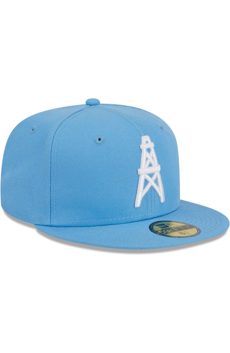 New Era Men's New Era Light Blue Houston Oilers Gridiron Classics Throwback Main 59FIFTY Fitted Hat, Alternate, color,