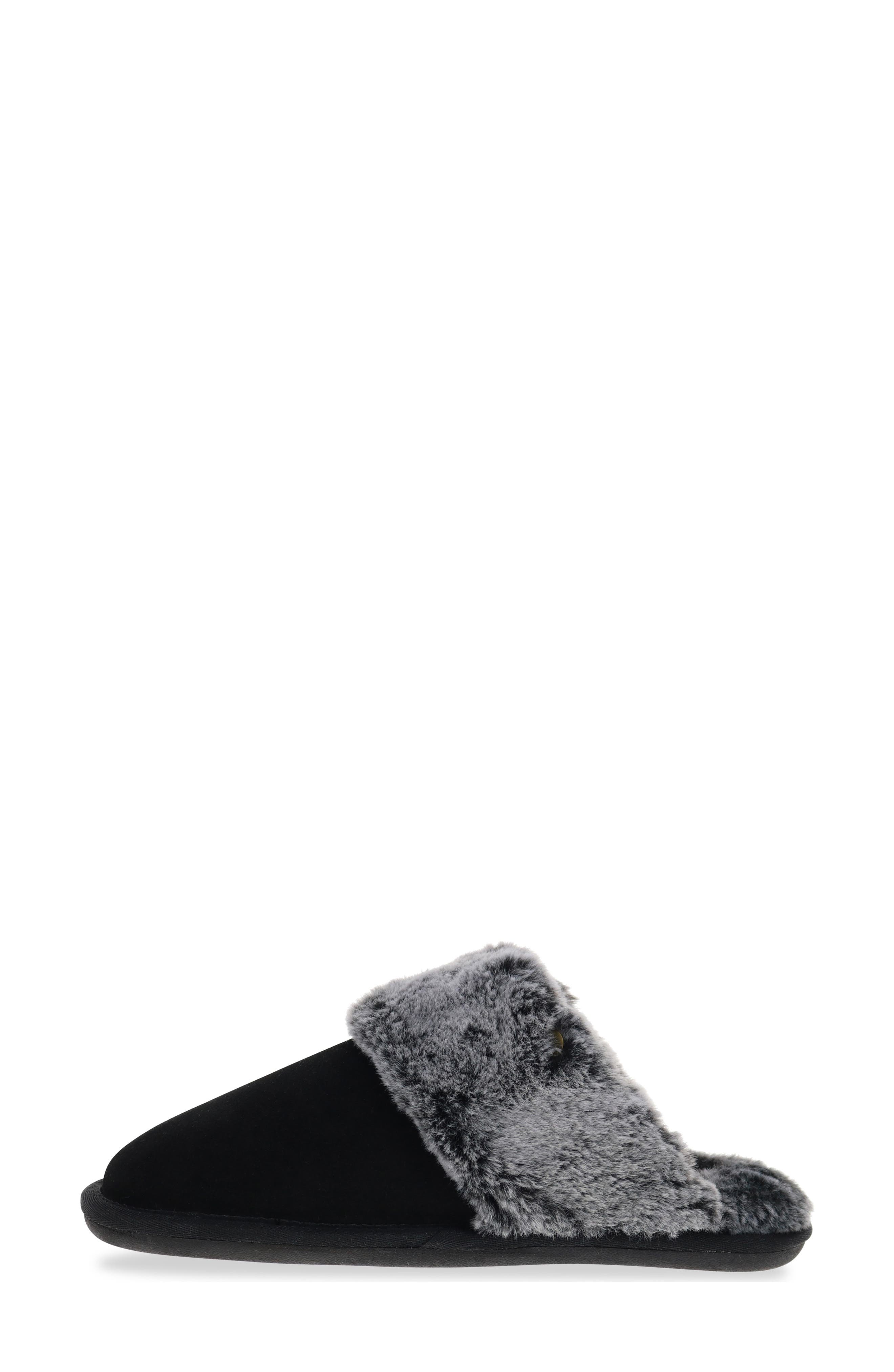 Cordata Faux Fur Scuff Slipper, Alternate, color, BLACK
