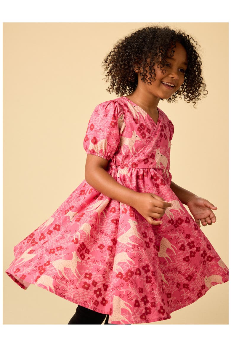 Tie Wrap Neck Dress, Alternate, color, Wandering Deer Floral