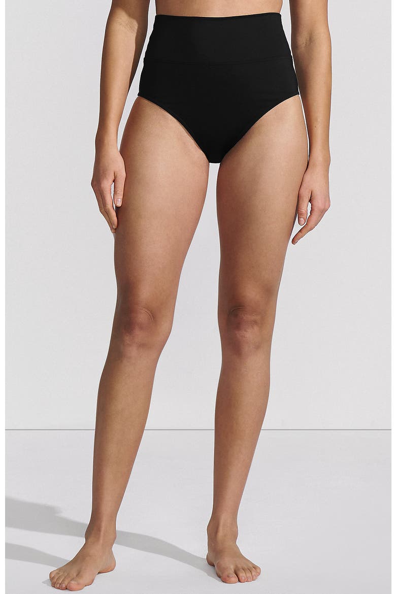 Chlorine Resistant Pinchless High Waisted Bikini Bottoms, Main, color, Black