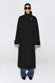 COS Belted Wool-Blend Mock-Neck Coat