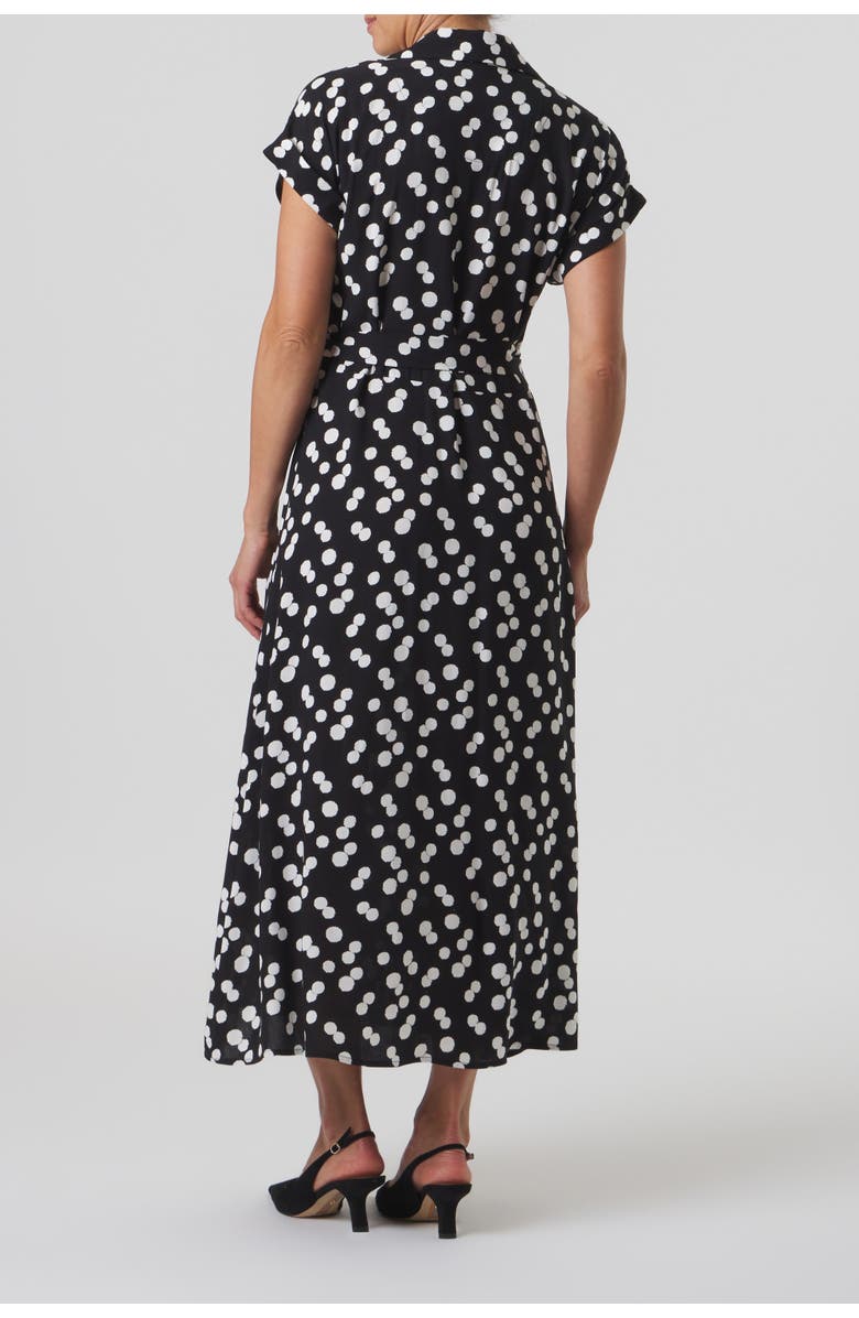 Franne Golde Sloane Dot Print Belted Shirt Dress, Alternate, color, Black