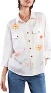 Billy T Happy Meadow Embroidered Denim Graphic Button-Up Shirt