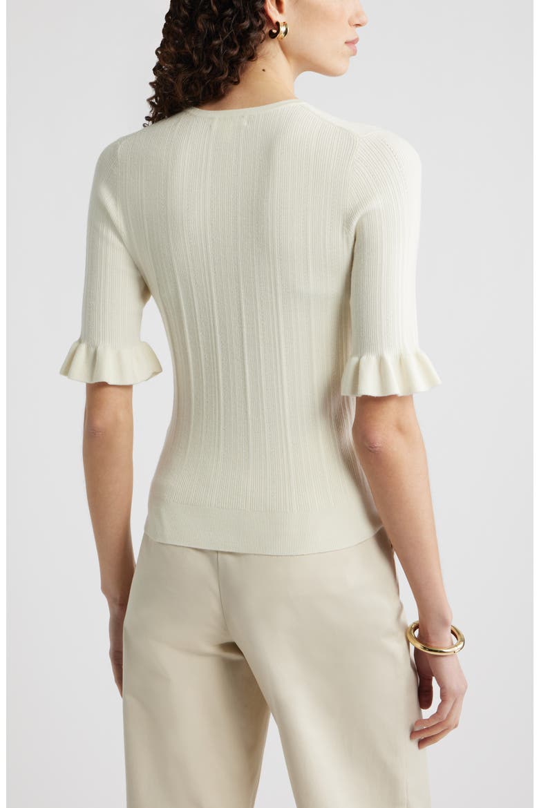 Pointelle Wool Blend Crewneck Sweater, Alternate, color, IVORY TOFU