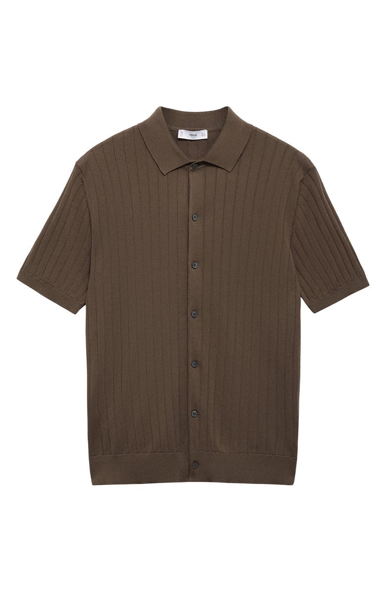 MANGO Stripe Structured Short Sleeve Button-Up Shirt, Alternate, color, 