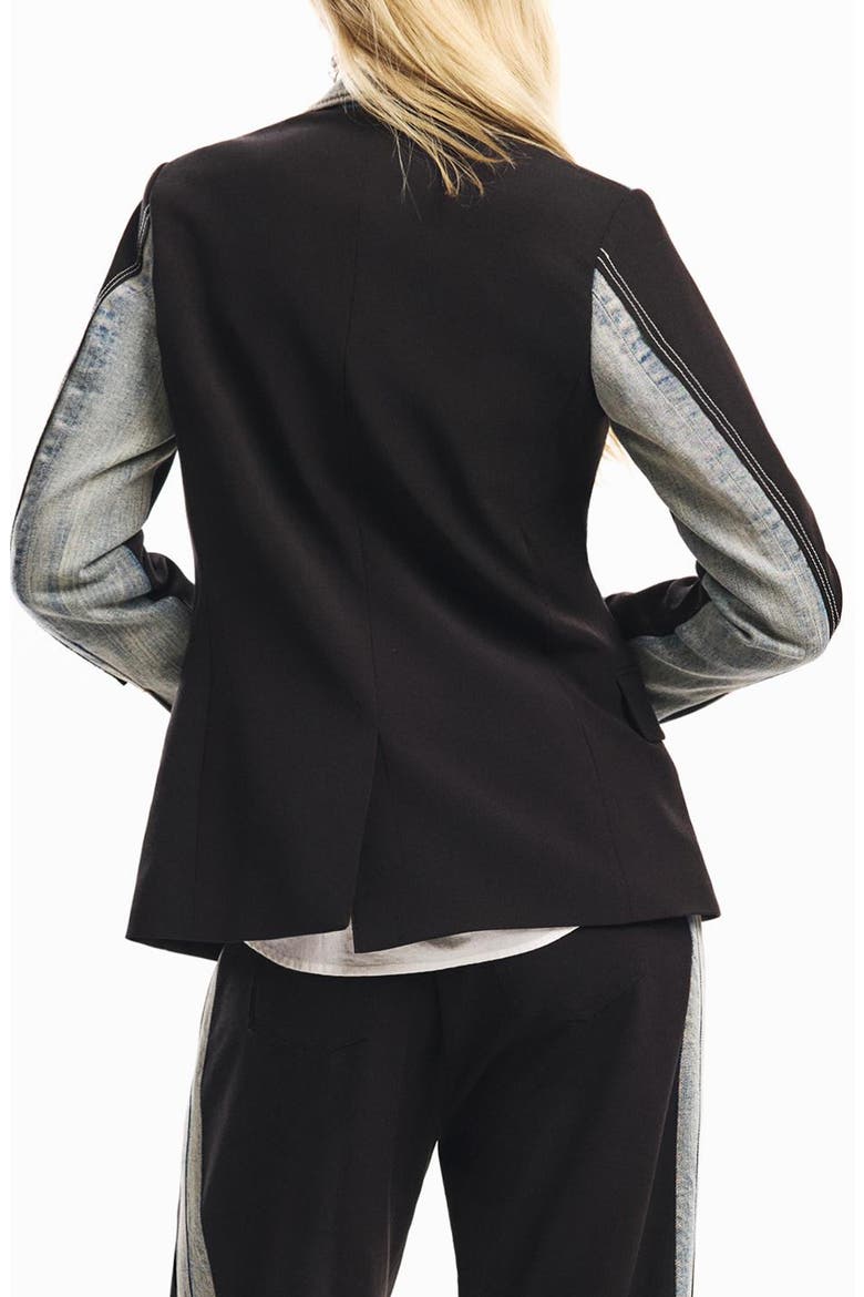 Mixed Media Blazer, Alternate, color, BLACK