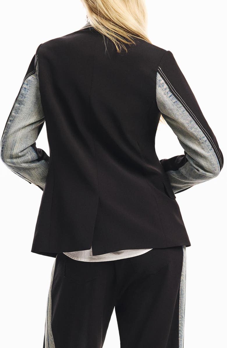 Desigual Mixed Media Blazer, Alternate, color, Black