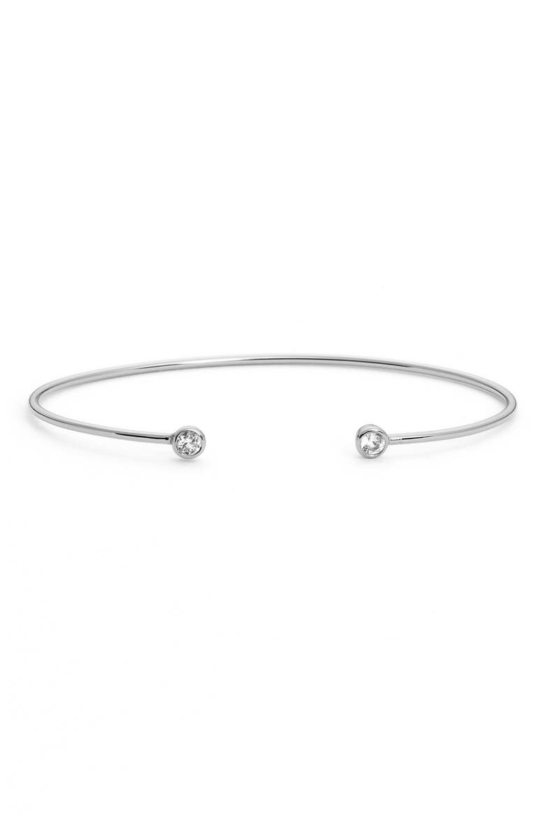 Argento Vivo 'Memory Wire' White Topaz Station Cuff, Main, color, SILVER/ WHITE TOPAZ