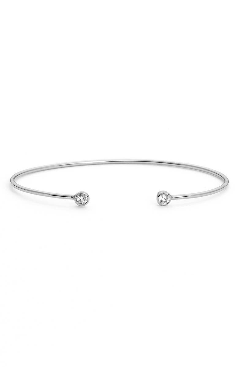 Argento Vivo Sterling Silver Argento Vivo 'Memory Wire' White Topaz Station Cuff, Main, color, 