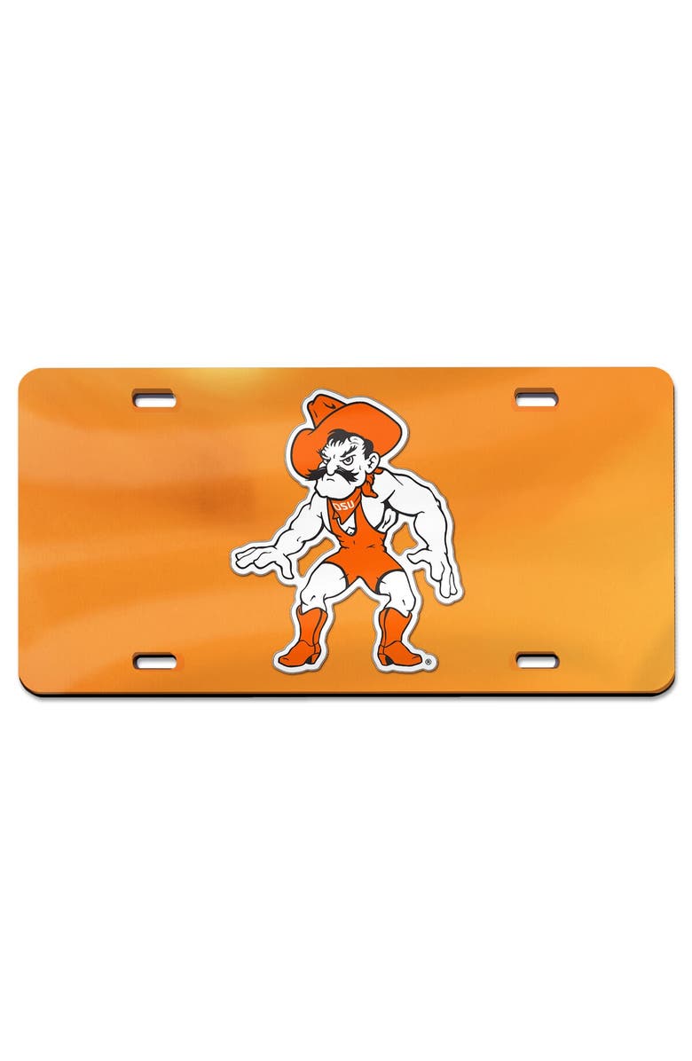 WINCRAFT Orange Oklahoma State Cowboys Wrestling Pete Laser Cut Acrylic License Plate, Main, color, 