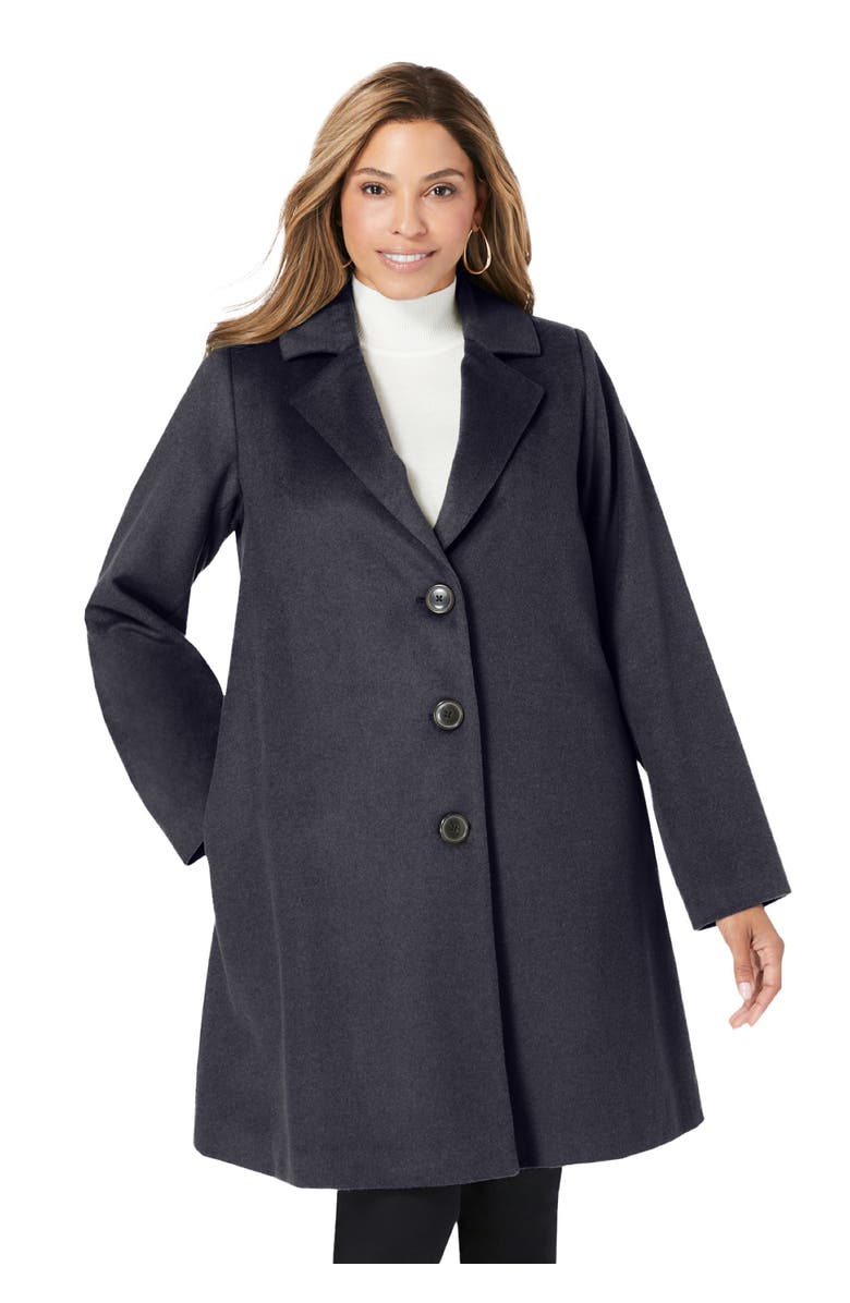 Jessica London Wool Swing Coat, Main, color, Black