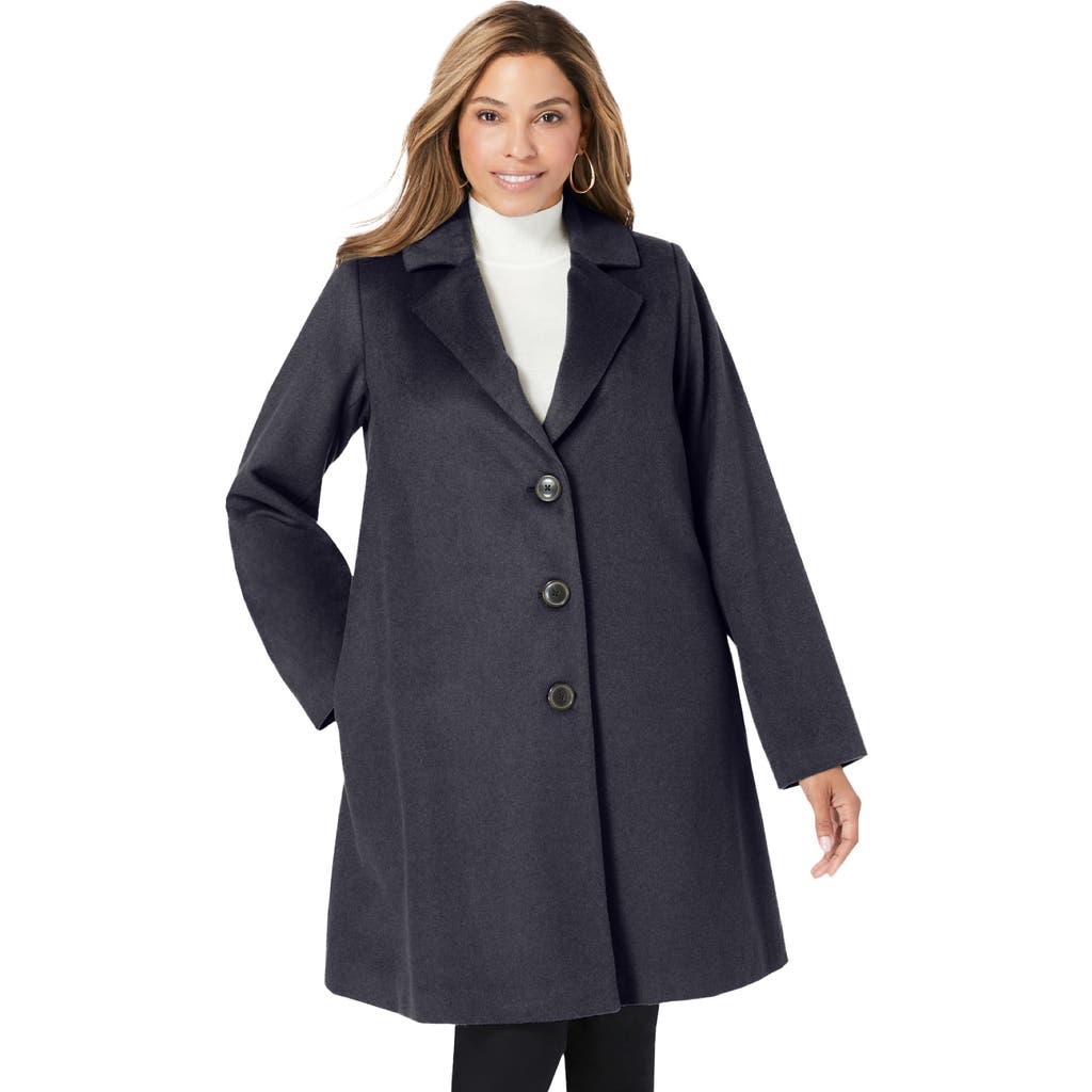 Jessica London Wool Swing Coat in Black at Nordstrom, Size 14