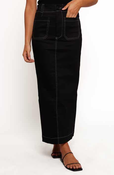 Petal & Pup Nikko Topstitch Detail Stretch Cotton Midi Skirt