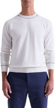 Bugatchi Tipped Cotton Blend Crewneck Sweater