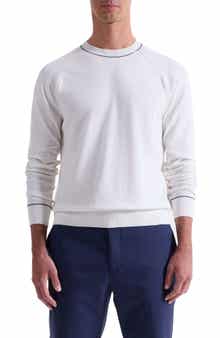 Bugatchi Tipped Cotton Blend Crewneck Sweater