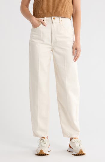 Mother Straight Cotton Blend Trousers With Five Pockets In Brown