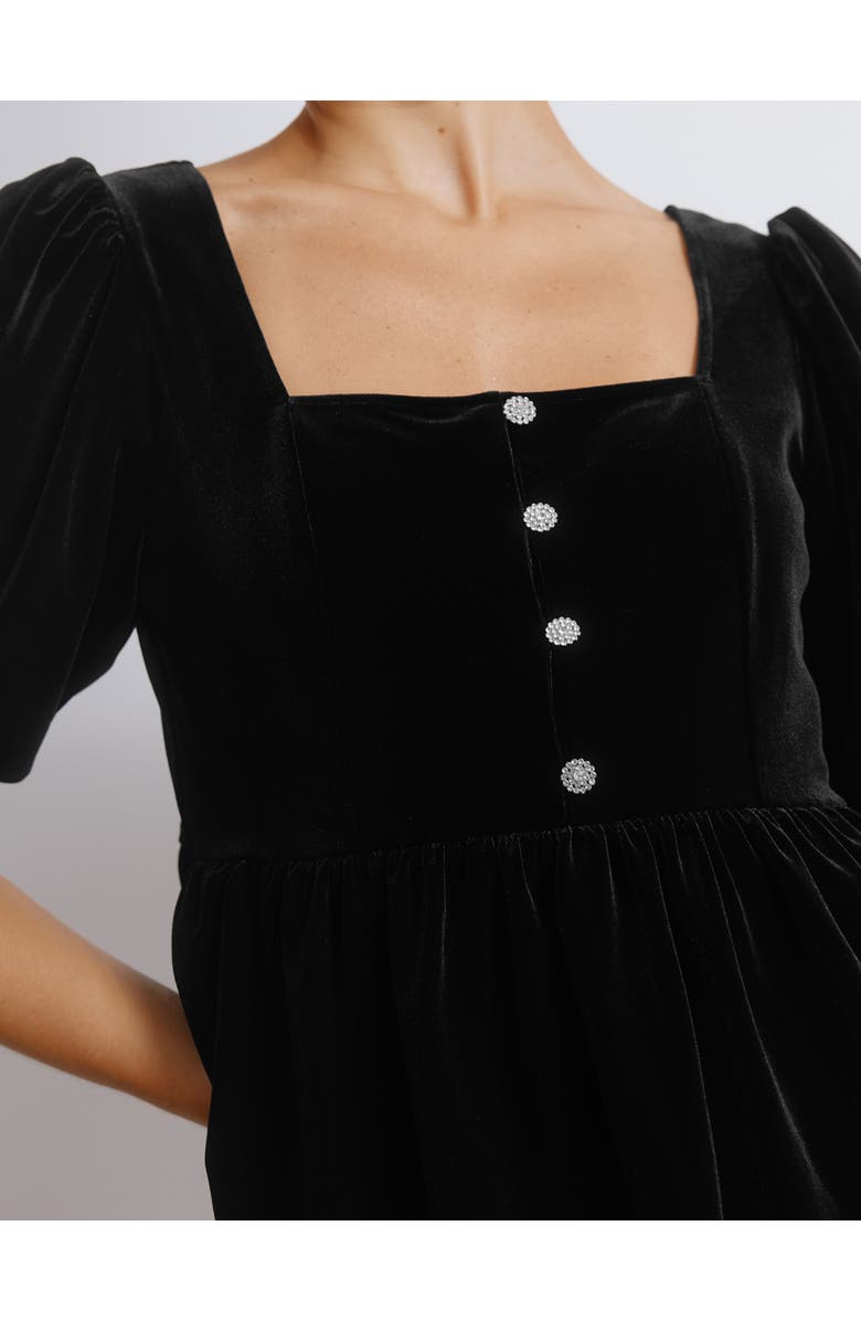 Albaray Diamonte Velvet Puff Sleeve Top, Alternate, color, Black