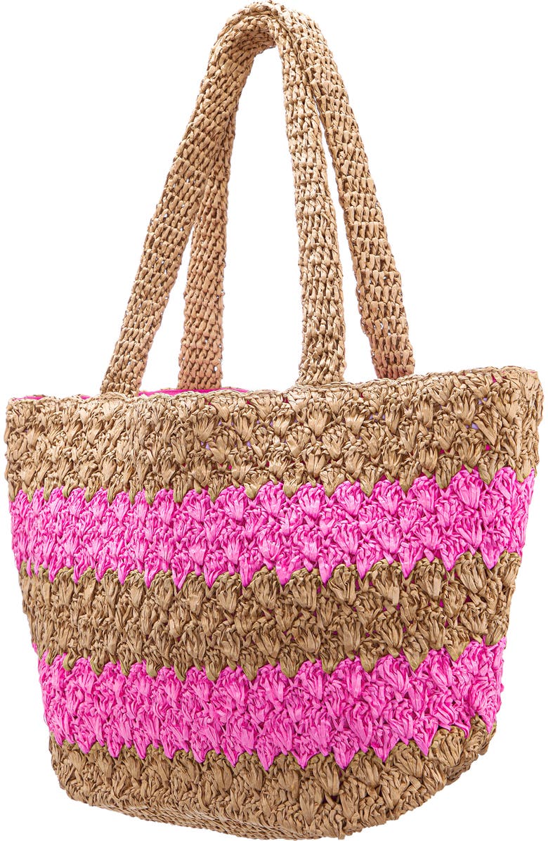 Nina Adah Faux Raffia Tote, Alternate, color, Natural-Pink