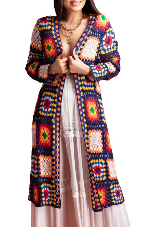 Granny Square Crochet Longline Cardigan