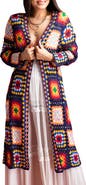 SAACHI Granny Square Crochet Longline Cardigan