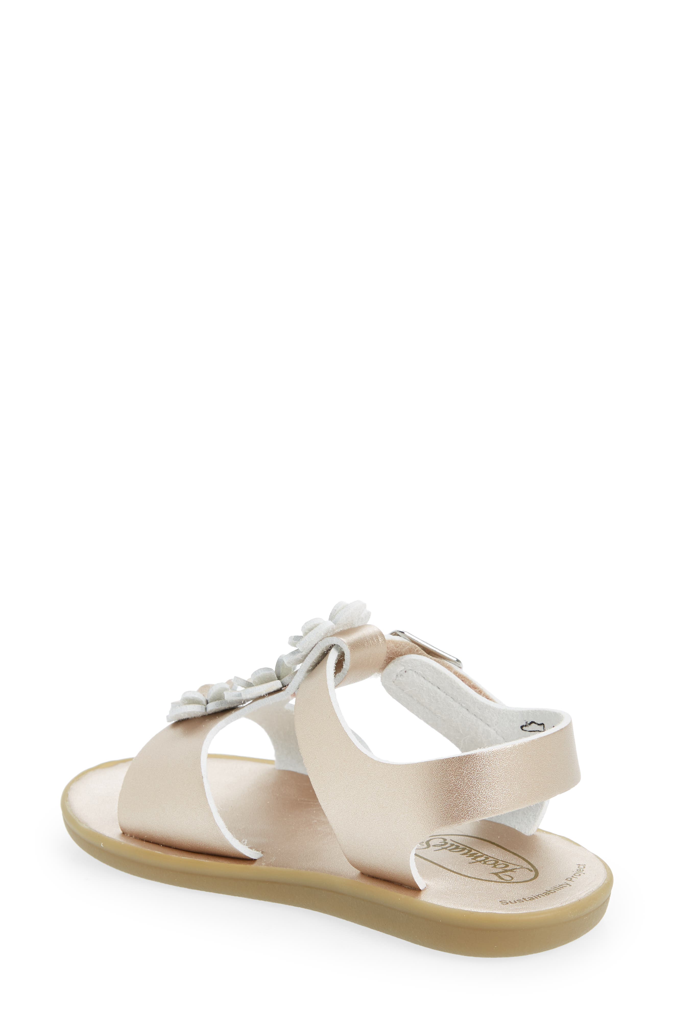 Jasmine Metallic Flower Waterproof Sandal, Alternate, color, ROSE GOLD MICRO