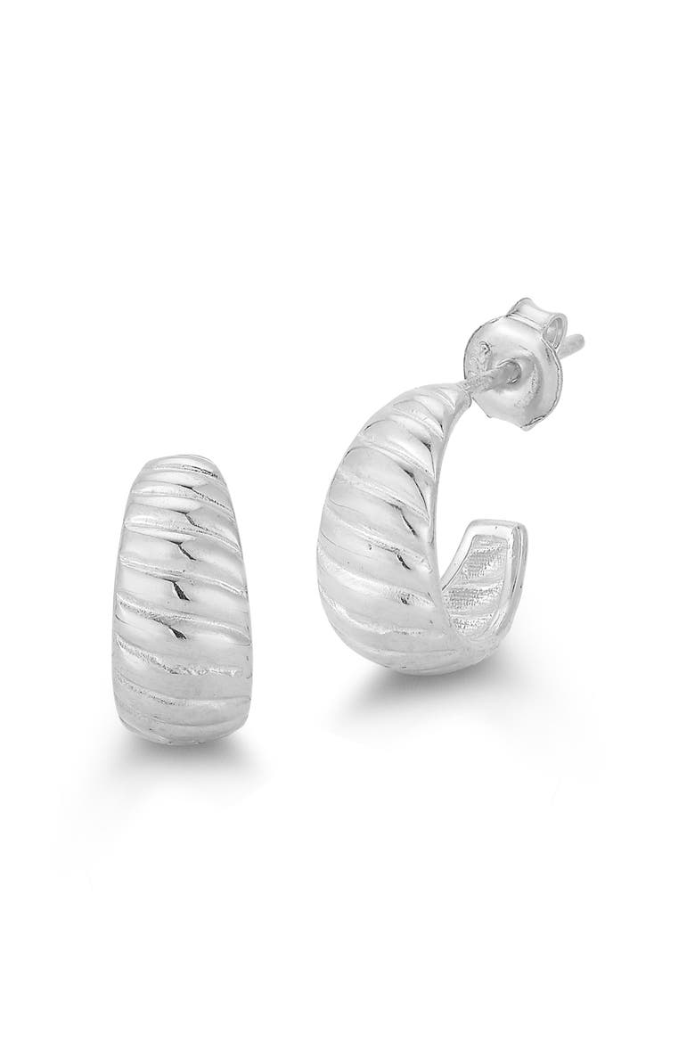 Croissant Huggie Hoop Earrings, Main, color, SILVER