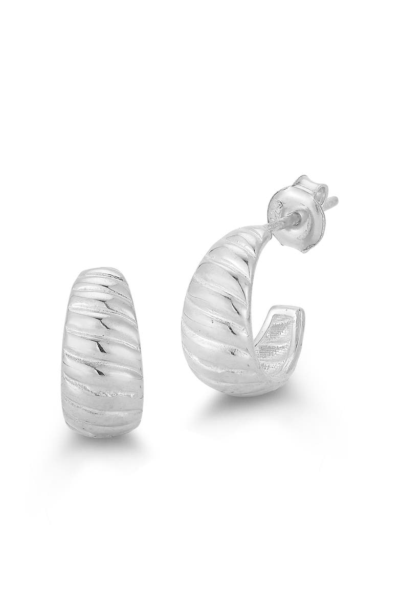 CHLOE AND MADISON Croissant Huggie Hoop Earrings, Main, color, Silver