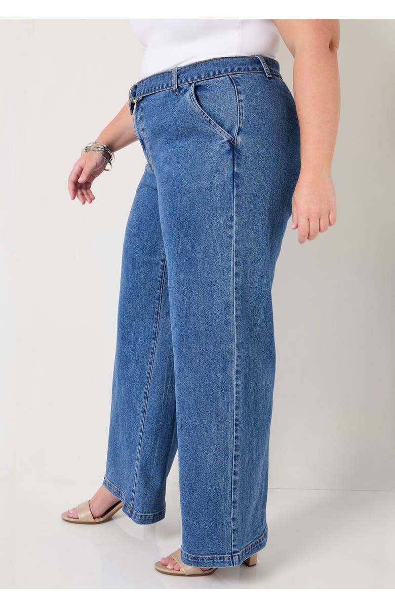 June + Vie Curvie Fit High-Waisted Wide-Leg Utility Jean, Alternate, color, Vintage Medium Wash