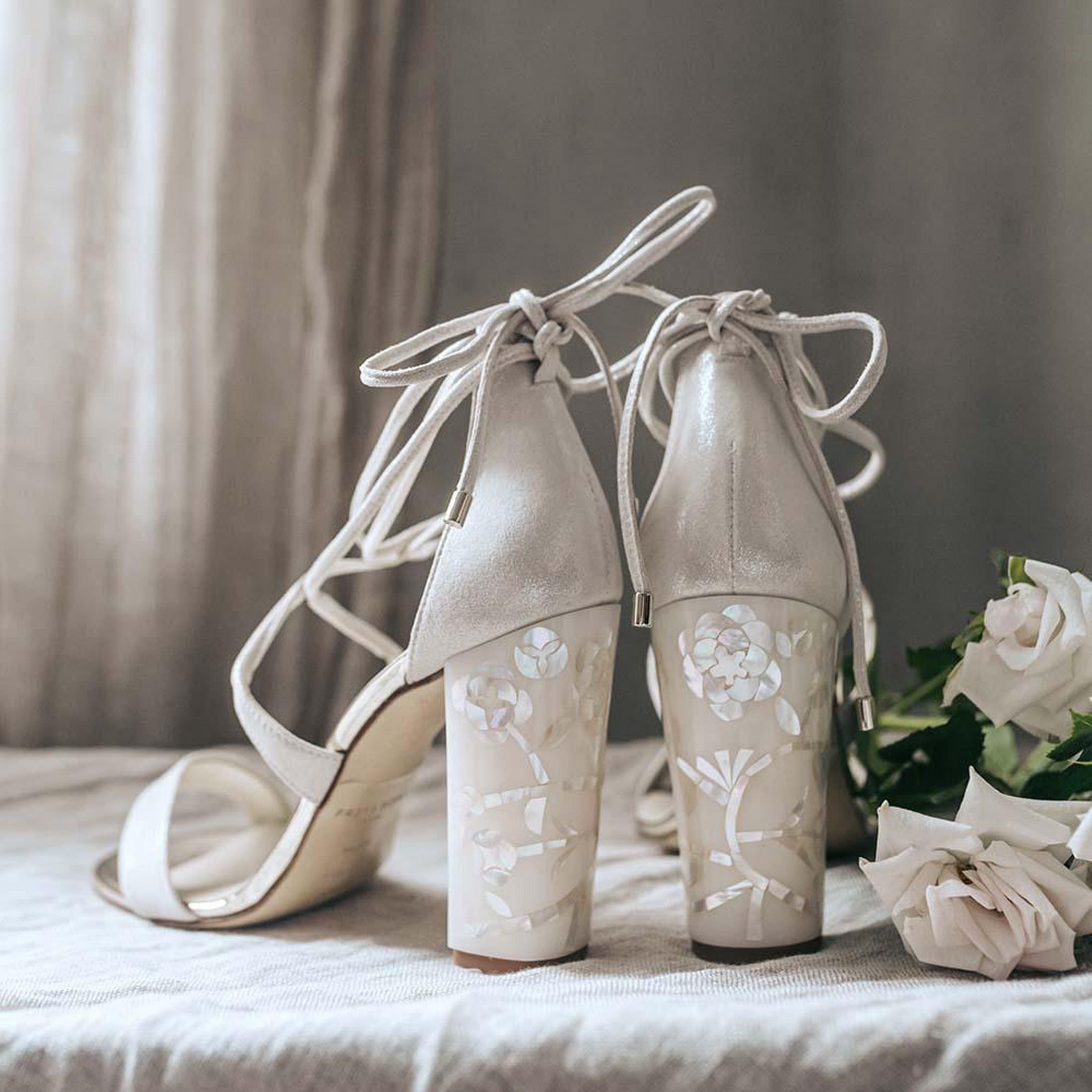 Freya Rose Flora Ankle Strap Pearl Heel Sandal, Alternate, color, Ivory