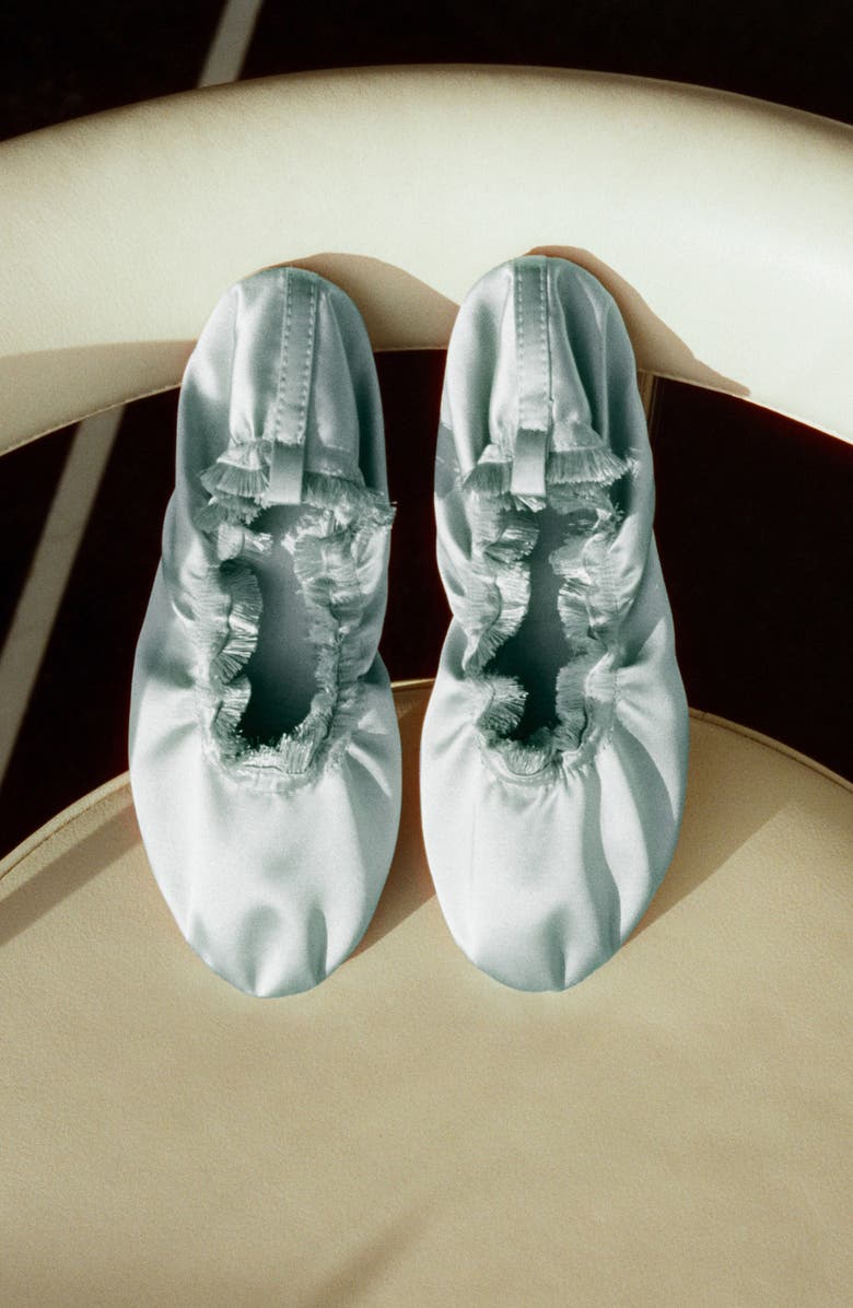 MANGO Satin Ballet Flat, Alternate, color, Blue