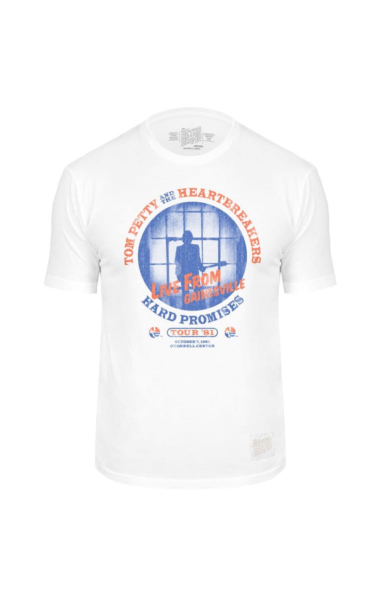 Retro Brand Men's Original Retro Brand Tom Petty White Florida Gators Hard Promises Retro T-Shirt, Main, color, 