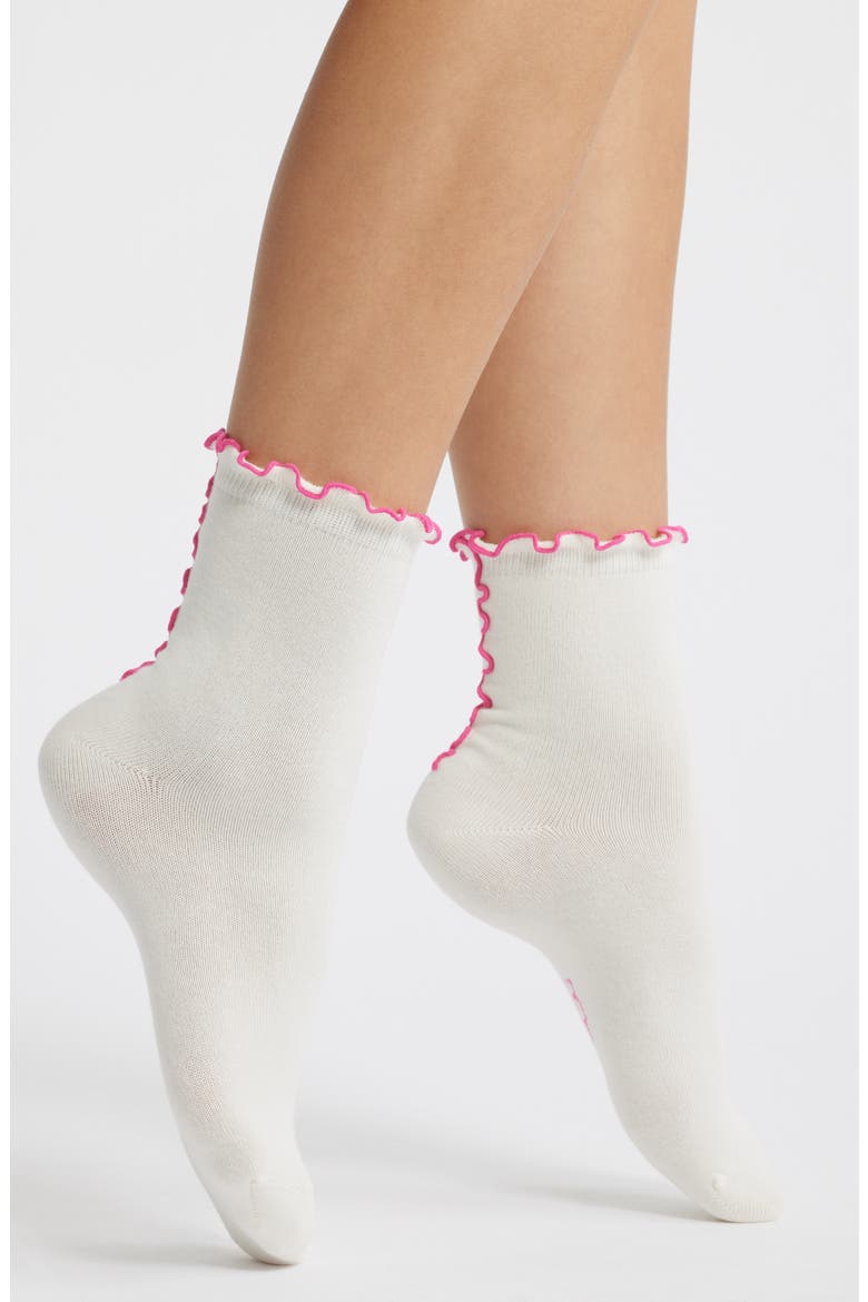Karsyn II Lettuce Edge Quarter Socks, Main, color, NIMBUS / WOODVIOLET