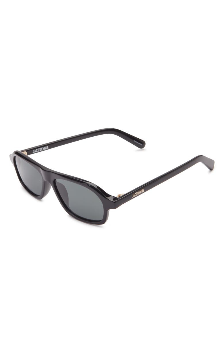 Jacquemus Polarized Pilot Sunglasses, Alternate, color, Black/ Light Gold/ Grey