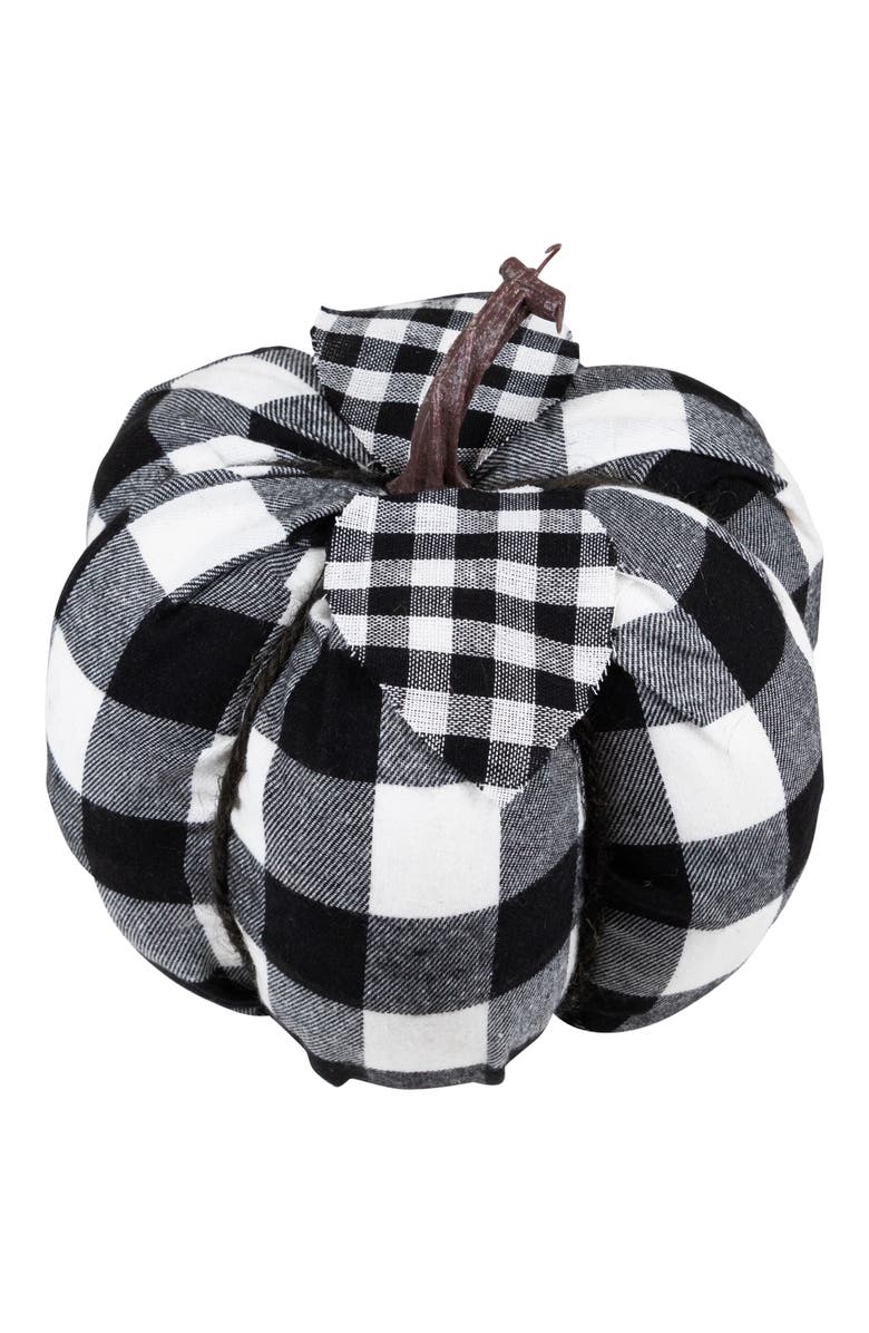 Northlight Buffalo Check Fall Harvest Pumpkin - 7" - Black and White, Alternate, color, Black