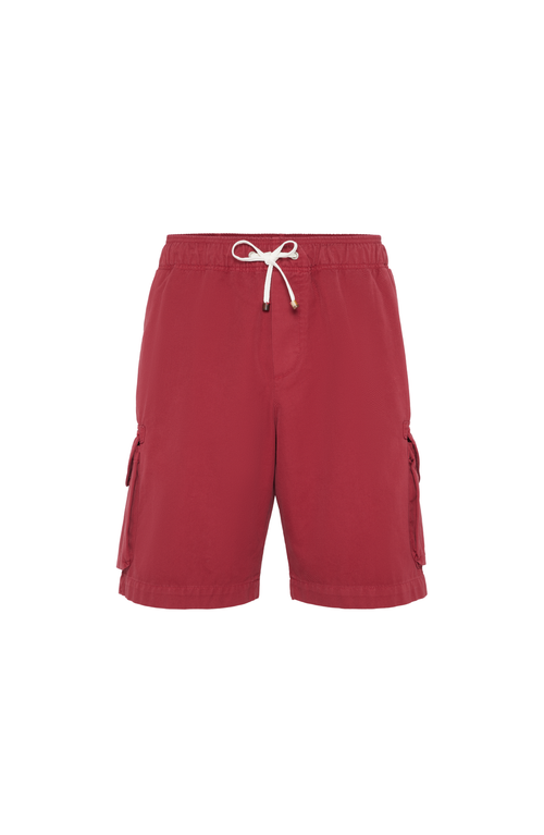 Brunello Cucinelli Cotton Gabardine Bermuda Shorts In Red