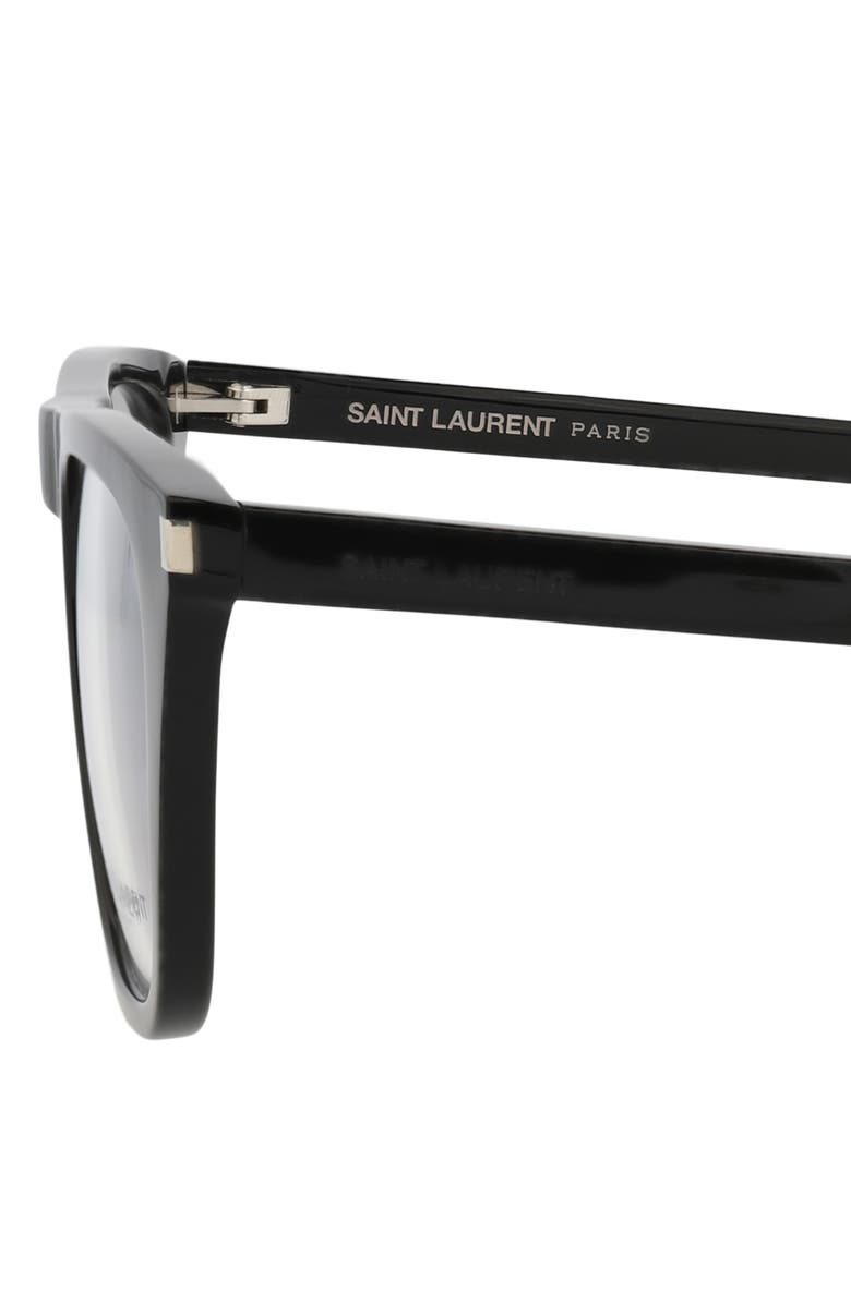 Saint Laurent 53mm Square Optical Glasses, Alternate, color, Black