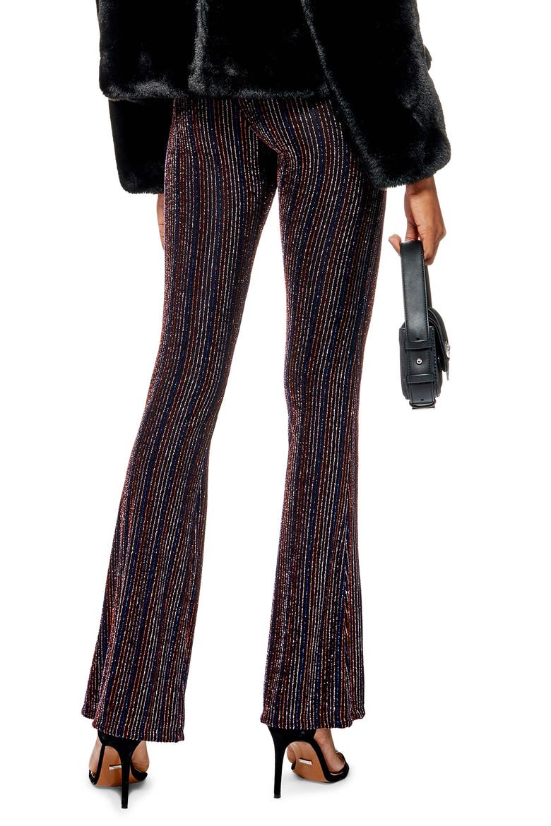 Glitter Stripe Flare Leg Pants, Alternate, color, BLACK MULTI