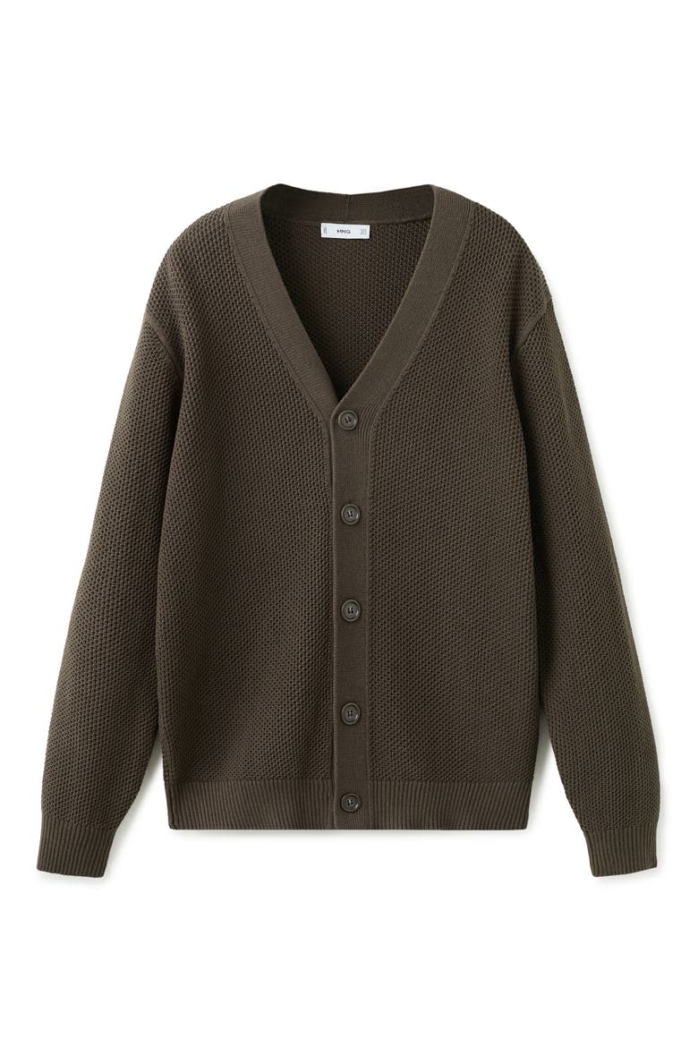 Microstructure Cotton Blend Cardigan, Alternate, color, CHOCOLATE